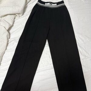 Alexander wang Black Wide-Leg Pants with Logo Waistband
